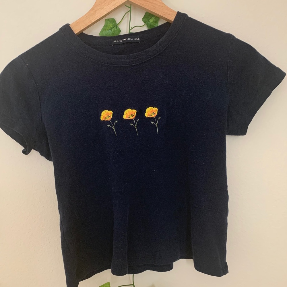 John Galt navy blue Ashlyn Poppy Crop Top